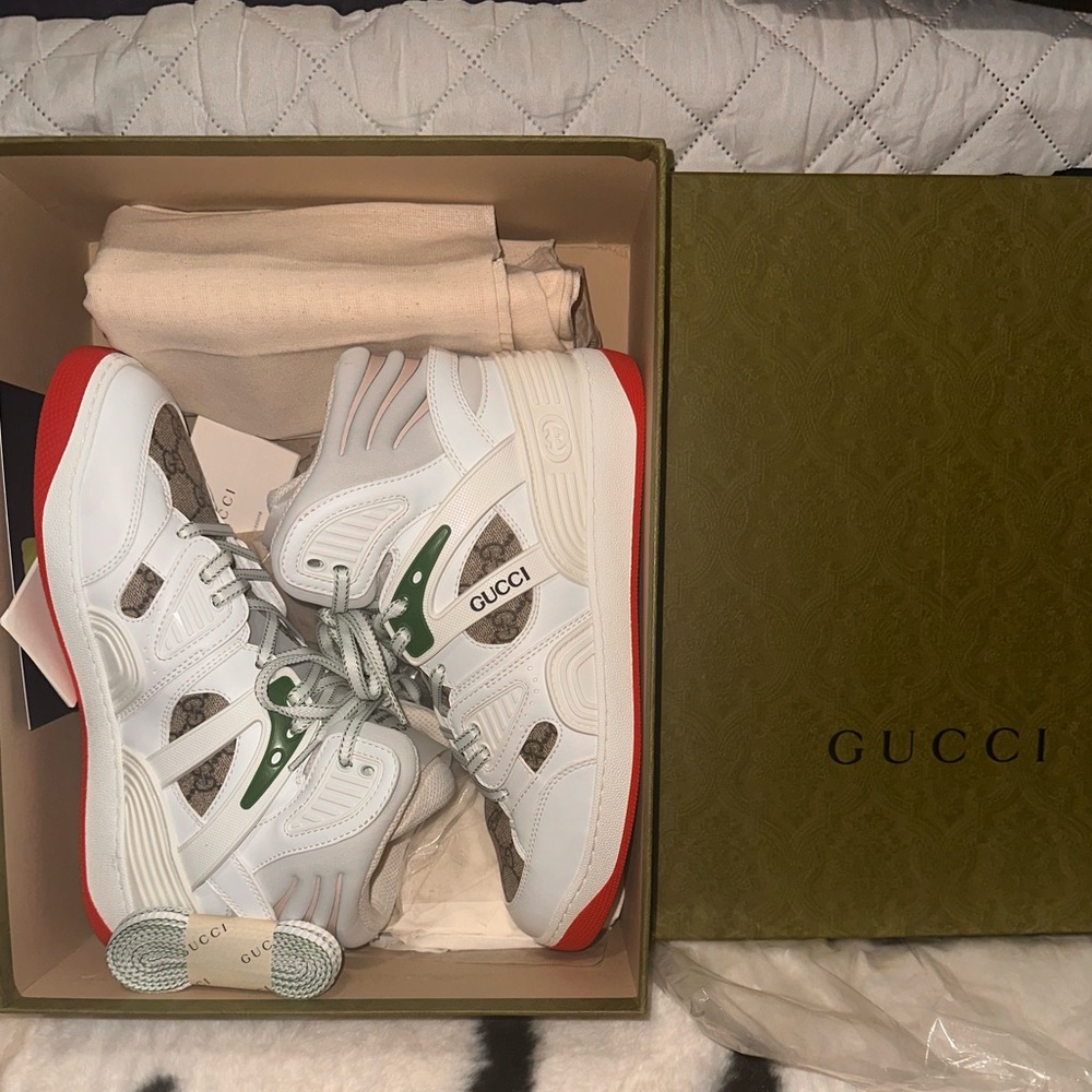 Men Gucci Basket High 'White Demetra Red'